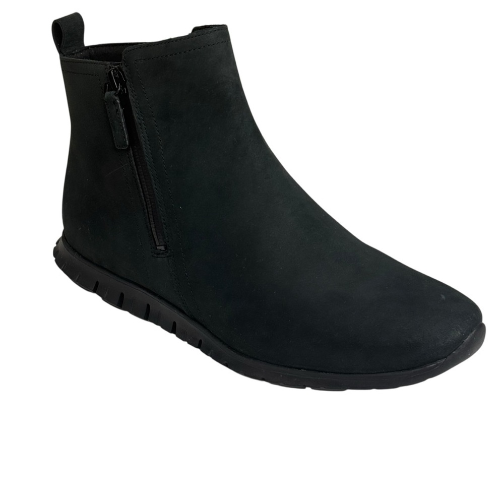 New Cole Haan Black Leather Comfort Ankle Booties Side Zip Women’s Size 9.5B